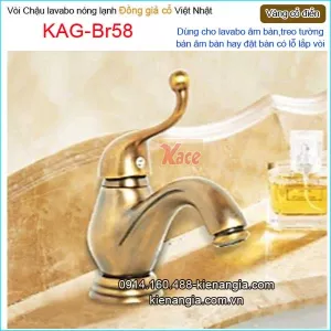 Vòi chậu lavabo nóng lạnh đồng giả cổ KAG-Br58