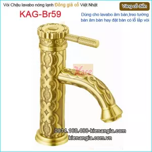 Vòi chậu lavabo nóng lạnh đồng giả cổ KAG-Br59