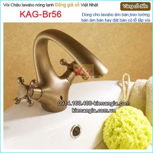 Vòi chậu lavabo nóng lạnh đồng giả cổ KAG-Br56