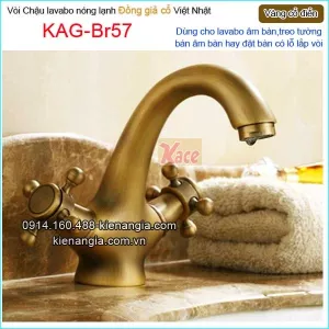 Vòi chậu lavabo nóng lạnh đồng giả cổ KAG-Br57