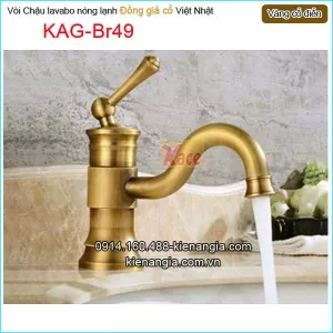 Vòi chậu lavabo nóng lạnh đồng giả cổ KAG-Br49