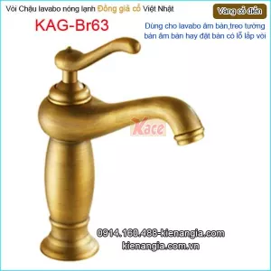 Vòi chậu lavabo nóng lạnh đồng giả cổ KAG-Br63