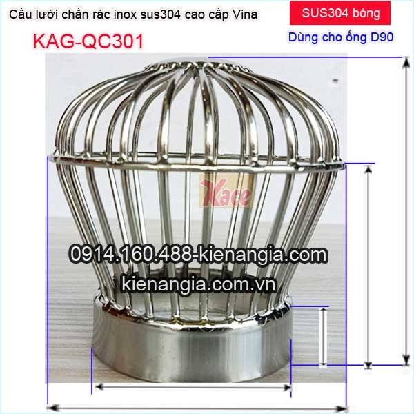 KAG-QC301-Cau-luoi-chan-rac-Inox-sus304-bong-Vina-D90-KAG-QC301-tskt