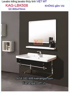 Lavabo thủy tinh Việt Mỹ dài 80cm KAG-LBK508