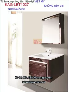 Tủ lavabo Việt Mỹ phòng tắm nhỏ xinh dài 60cm KAG-LBT1027