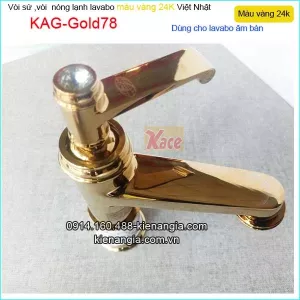 Vòi lavabo nóng lạnh đồng màu vàng 24K KAG-Gold78