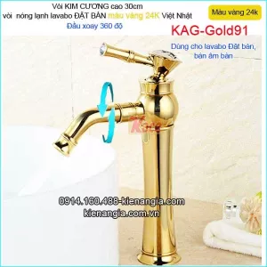 Vòi kim cương cao 30cm đồng vàng 24K KAG-Gold91