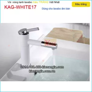 Vòi lavabo đầu xoay 360 độ cao 20cm trắng KAG-WHITE17