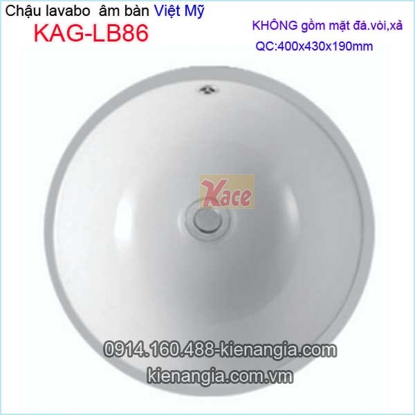 Chậu lavabo tròn âm bàn 40x43 cm Việt Mỹ KAG-LB86