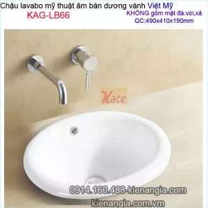 Chậu lavabo tròn âm bàn dương vành 49x41 cm Việt Mỹ KAG-LB66