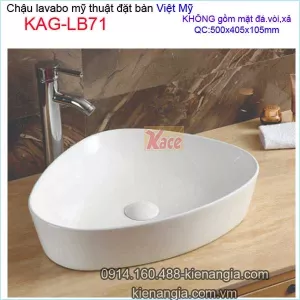 Chậu lavabo tam giác ĐẶT BÀN mỹ thuật Việt Mỹ KAG-LB71