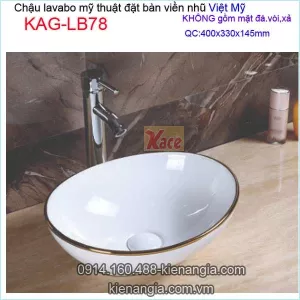 Chậu lavabo ĐẶT BÀN viền nhũ Việt Mỹ KAG-LB78