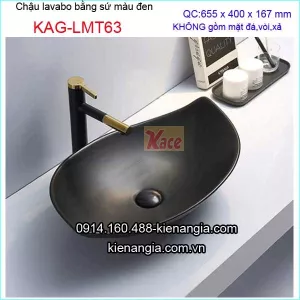 Chậu lavabo mỹ thuật màu đen đặt bàn KAG-LMT63