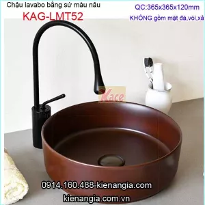 Chậu lavabo tròn màu nâu đặt bàn KAG-LMT52