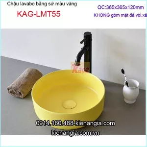 Chậu lavabo tròn màu vàng đặt bàn KAG-LMT55