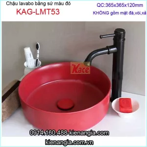 Chậu lavabo tròn màu đó đặt bàn KAG-LMT53