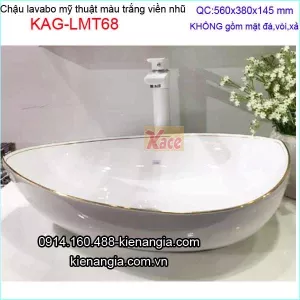 Lavabo sứ mỹ thuật viền nhũ KAG-LMT68