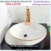 Lavabo sứ oval mỹ thuật viền nhũ KAG-LMT65
