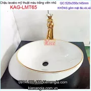 Lavabo sứ oval mỹ thuật viền nhũ KAG-LMT65