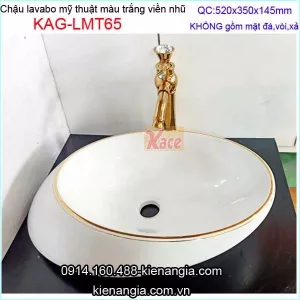 Lavabo sứ oval mỹ thuật viền nhũ KAG-LMT65