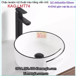 Lavabo tròn sứ mỹ thuật viền nhũ KAG-LMT74
