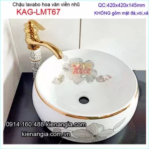 Lavabo tròn sứ mỹ thuật hoa văn KAG-LMT67