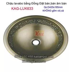 Chậu lavabo bằng đồng âm bàn,bán âm bàn KAG-LUK633