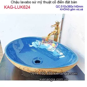 Chậu lavabo sứ tráng men đặt bàn KAG-LUK624