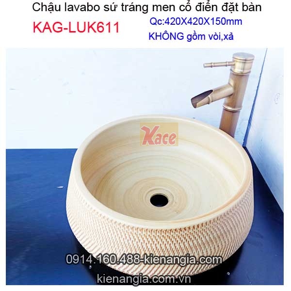 Chậu lavabo sứ mỹ thuật đặt bàn KAG-LUK611