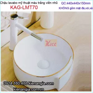 Lavabo sứ mỹ thuật viền nhũ KAG-LMT70
