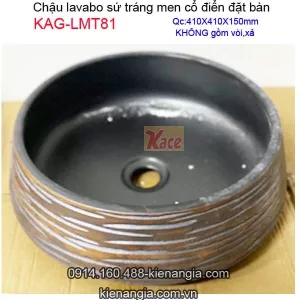 Chậu lavabo mỹ thuật sứ tráng men tone cổ điển KAG-LMT81