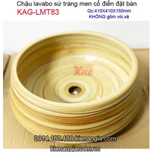 Chậu lavabo mỹ thuật sứ tráng men tone cổ điển KAG-LMT83