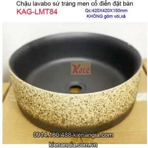 Chậu lavabo mỹ thuật sứ tráng men tone cổ điển KAG-LMT84