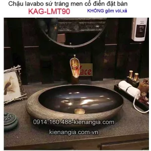 Chậu lavabo mỹ thuật sứ mỹ thuật tráng men cổ điển KAG-LMT90