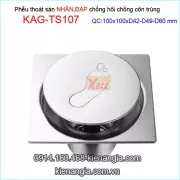 Thoát sàn Nhấn đạp 100x100 mm D42 chống hôi KAG-TS107