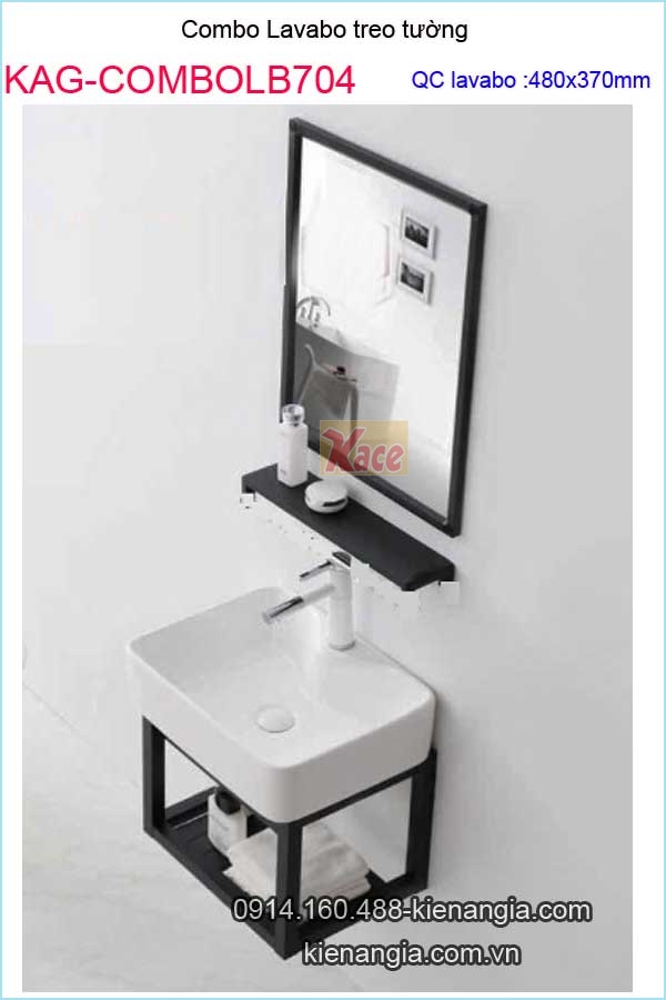 Combo chậu lavabo treo khung giá rẻ KAG-ComboLB704