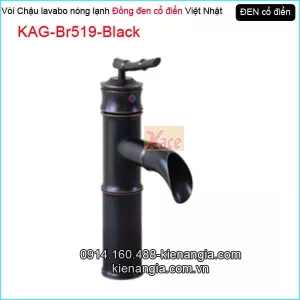 Vòi lavabo nóng lạnh cổ điển đồng màu đen KAG-Br519-Black