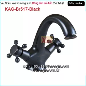 Vòi lavabo nóng lạnh cổ điển đồng màu đen KAG-Br517-Black