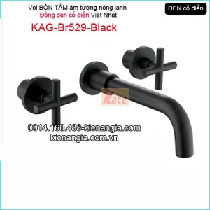 Vòi chậu âm tườngđồng đen cổ điển KAG-Br529-Black