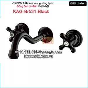 Vòi chậu âm tường đồng đen cổ điển KAG-Br531-Black