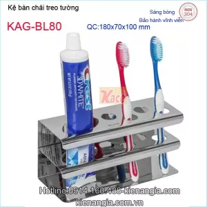Kệ bàn chải gắn tường inox sus304 sáng bóng VIỆT NHẬT KAG-BL80