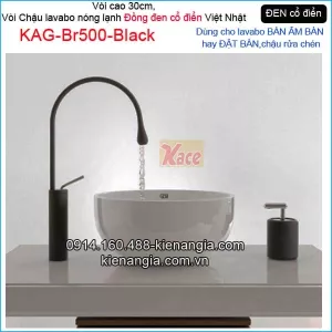Vòi chậu lavabo đặt bàn,bán âm bàn đồng đen cổ điển KAG-Br500-Black