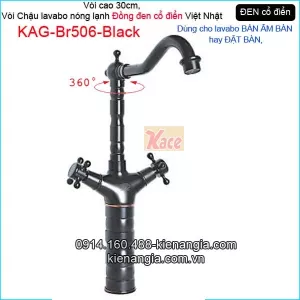 Vòi chậu lavabo đặt bàn,bán âm bàn đồng đen cổ điển  KAG-Br506-Black