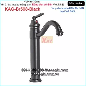 Vòi chậu lavabo đặt bàn,bán âm bàn đồng đen cổ điển KAG-Br508-Black
