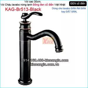 Vòi chậu lavabo đặt bàn,bán âm bàn đồng đen cổ điển  KAG-Br513-Black