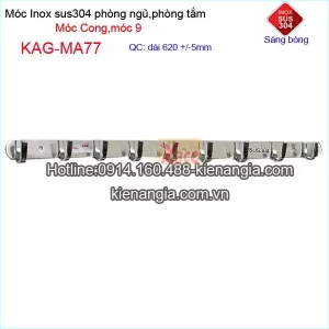 Móc 9 móc dẹt ,móc cong inox  KAG-MA77