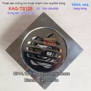 Thoát sàn phòng tắm,ban công inox 304 bóng quả táo 150x150xD60 KAG-TS125