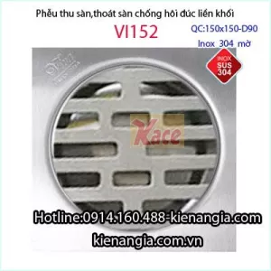 Phễu thu sàn Viva 150x150xD90 inox304-VI152
