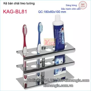 Kệ bàn chải gắn tường inox sus304 sáng bóng VIỆT NHẬT KAG-BL81