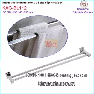 Thanh treo khăn đôi vuông  inox sus304 Việt Nhật KAG-BL112